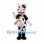 Cow Mascot Costume with Black Spots and Tan Crossbody Bag
