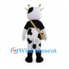 Cow Mascot Costume in Black and White with Tan Shoulder Satchel