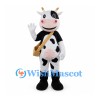 Cow Mascot Costume in Black and White with Tan Shoulder Satchel
