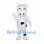 White Cow Mascot Costume with Black Spots and Smiling Eyes