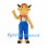 Yellow Bull Mascot Costume with Orange Cap and Blue Overalls