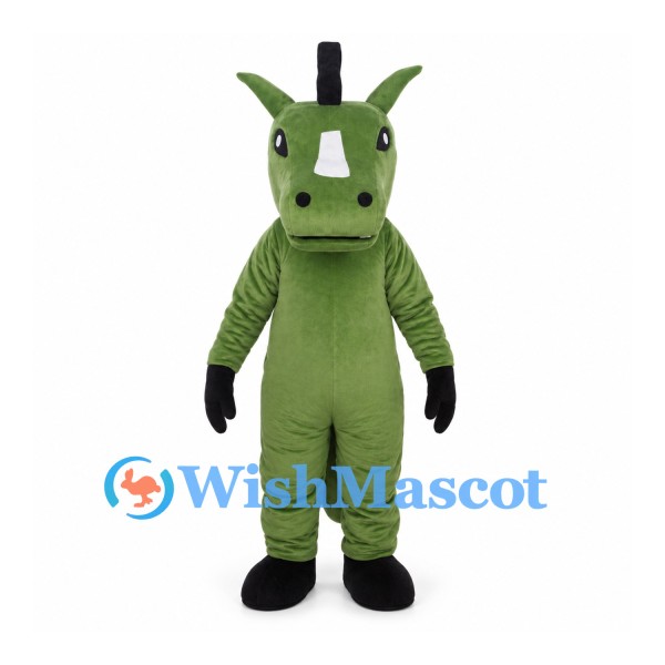 Green Donkey Mascot Costume with Black Mane and Hooves