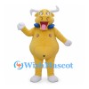 Yellow Bull Mascot Costume with Gray Horns and Blue Collar