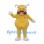 Yellow Bull Mascot Costume with Gray Horns and Blue Collar