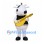 Cow Guitarist Mascot Costume with Black Shirt and Yellow Guitar