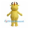 Yellow Cow Mascot Costume with White Belly and Brown Horns