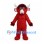 Red Bull Mascot Costume with Shaggy Fur and White Horns