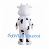 White Cow Mascot Costume with Black Spots and Red Nose Ring