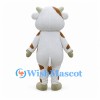 White Cow Mascot Costume with Brown Patches and Large Muzzle
