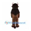 Brown Buffalo Mascot Costume with Dark Shaggy Head and Chest