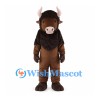Brown Buffalo Mascot Costume with Dark Shaggy Head and Chest