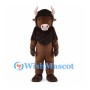 Brown Buffalo Mascot Costume with Dark Shaggy Head and Chest