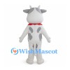 White Cow Mascot Costume with Gray Patches and Red Bandana