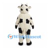 Cream Cow Mascot Costume with Black Spots and Gold Bell