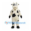 Cream Cow Mascot Costume with Black Spots and Gold Bell
