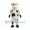 Cream Cow Mascot Costume with Black Spots and Gold Bell