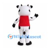 Cow Mascot Costume with Black Spots and Red Waistcoat