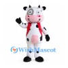 Cow Mascot Costume with Black Spots and Red Waistcoat