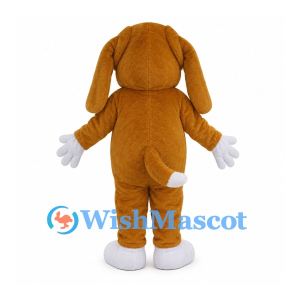 Brown Dog Mascot Costume with White Belly and Long Floppy Ears