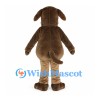 Dark Brown Dog Mascot Costume with Tan Belly and Long Pink Tongue