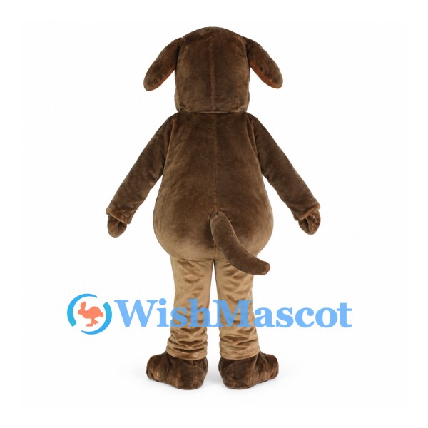 Dark Brown Dog Mascot Costume with Tan Belly and Long Pink Tongue