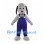 Gray Dog Mascot Costume with Navy Overalls and Red Nose