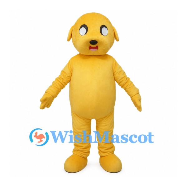 Yellow Dog Mascot Costume with Small Floppy Ears and Round Belly