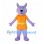 Purple Dog Mascot Costume with Orange Tunic and Yellow Belt