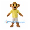 Bear Mascot Costume with Yellow Sunglasses Shirt and White Shorts