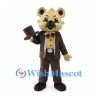 Bear Gentleman Mascot Costume with Brown Suit and Matching Top Hat