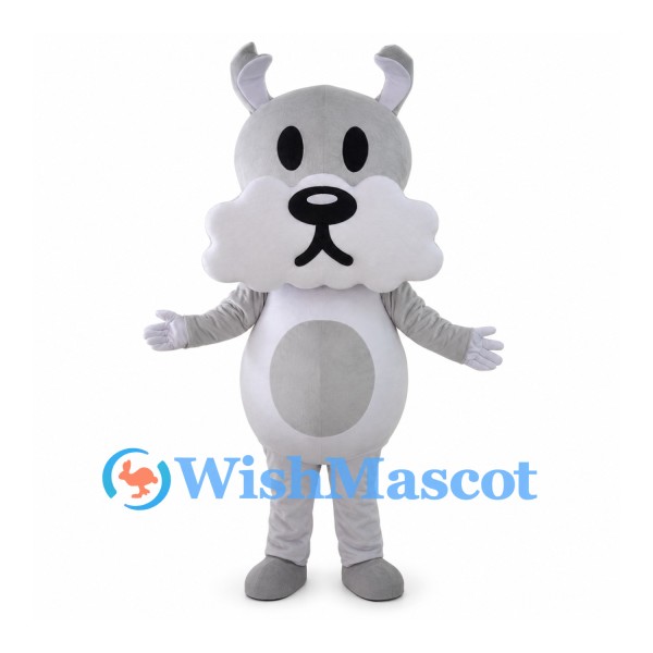 Gray Dog Mascot Costume with White Muzzle and Belly