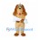 Tan Dog Mascot Costume Holding White Bone