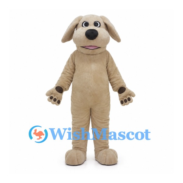 Beige Dog Mascot Costume with Black Nose and Dark Paw Pads