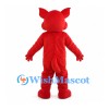 Red Dog Mascot Costume with White Sunglasses and Grinning Teeth