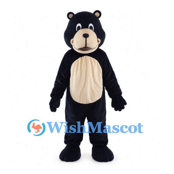 Black Bear Mascot Costume with Cream Muzzle and Belly