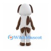 White Dog Mascot Costume with Brown Patches and Floppy Ears