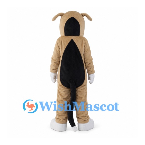 Tan Dog Mascot Costume with White Belly and Black Back Patch