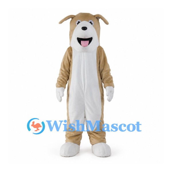 Tan Dog Mascot Costume with White Belly and Black Back Patch