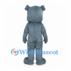 Gray Bulldog Mascot Costume with Blue Eyes and White Teeth