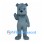 Gray Bulldog Mascot Costume with Blue Eyes and White Teeth