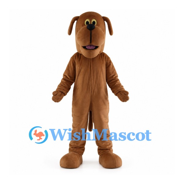 Brown Dog Mascot Costume with Long Muzzle and Floppy Ears