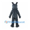 Dark Gray Dog Mascot Costume with Upright Ears and Bared Teeth