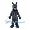 Dark Gray Dog Mascot Costume with Upright Ears and Bared Teeth