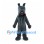 Dark Gray Dog Mascot Costume with Upright Ears and Bared Teeth