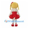 Dog Ballerina Mascot Costume with Yellow Ears and Red Tutu