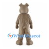 Taupe Bulldog Mascot Costume with Folded Ears and White Fangs