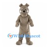 Taupe Bulldog Mascot Costume with Folded Ears and White Fangs