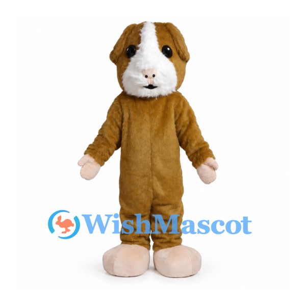 Guinea Pig Mascot Costume in Brown and White with Pink Paws