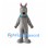 Gray Dog Mascot Costume with Blue Collar and Upright Ears