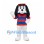White Dog Mascot Costume with Sunglasses and Red Blue Striped Shirt